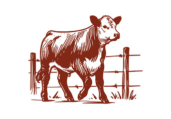 Hereford Cattle hand drawn sketch vector illustration © Shutoda