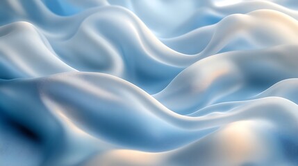 Fototapeta premium A silky, abstract background in shades of sky blue and pearl white, with a soft, rippling effect,