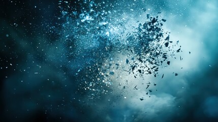 Obraz premium Abstract Explosion of Particles in a Dark and Ethereal Space Scene