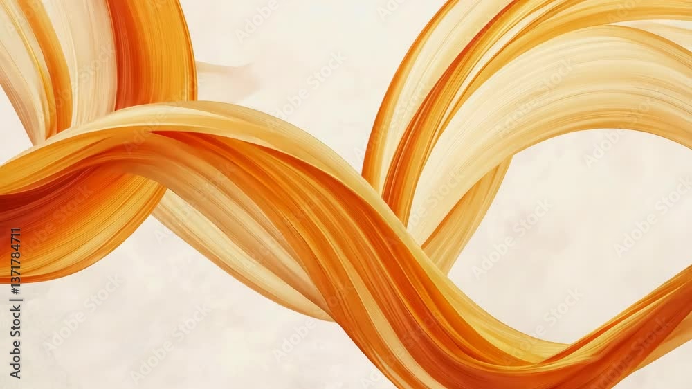 Poster dynamic orange and cream abstract wave patterns creating an artistic flow in a minimalist design