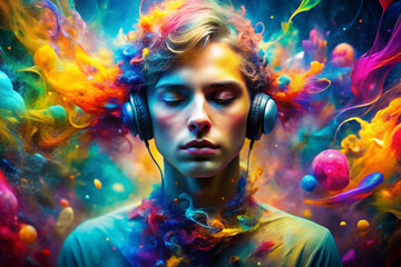 Fototapeta premium young man with headphones