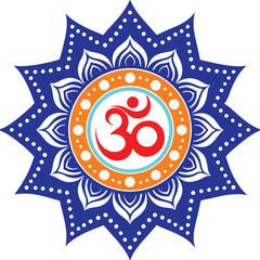 Om Symbol Mandala A Spiritual Design in Blue and Orange