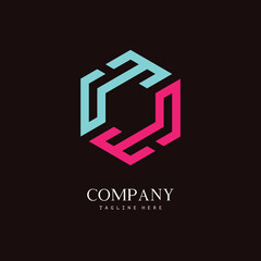 A unique, hexagon-shaped monogram logo with the initial letter U and T. Suitable for various businesses.