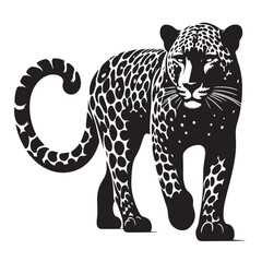 Black Zanzibar Leopard Silhouette Vector, High Quality Illustration on White Background