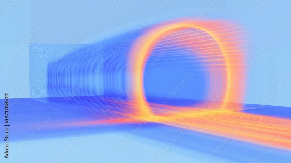 Poster abstract image features a luminous ring and linear streaks