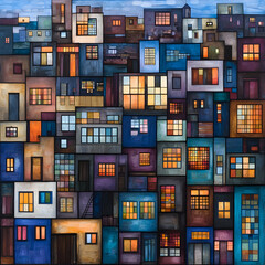 Nocturnal Cityscape: A Dense Array of Illuminated Buildings