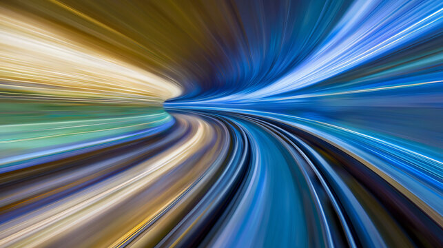 A tunnel with a blur effect creating a fascinating sci-fi environment with hyperloop concepts and cinematic lighting enhancements.