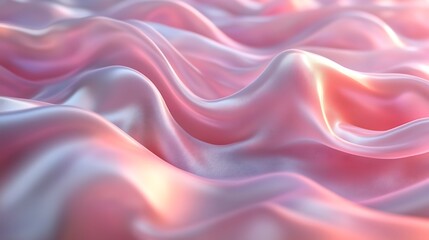 Obraz premium A silky abstract background with a gradient of soft rose and blush pink, flowing like a gentle wave with smooth, reflective surfaces,