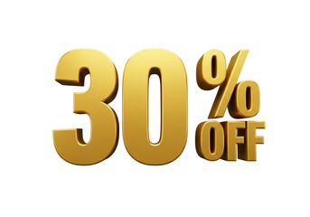 A golden sign displaying thirty percent off promotion