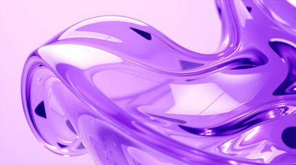 Fototapeta premium Abstract purple wavy shape reflecting light on purple background
