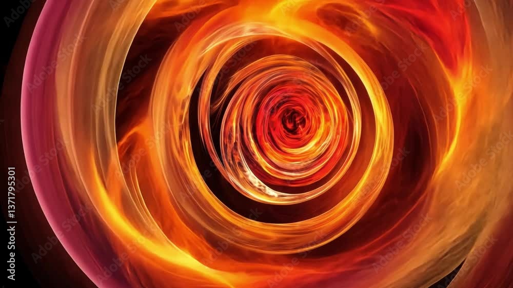 Poster swirling flames with dynamic circular patterns creating an explosive visual impact and abstract ener