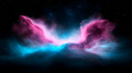 Fototapeta premium Glowing Pink and Blue Nebula in a Dark Night Sky