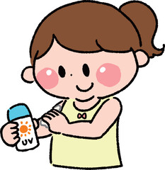 日焼け止めを塗る女の子