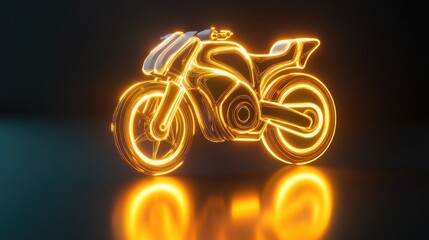 Futuristic glowing motorcycle