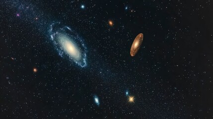 Majestic Spiral Galaxies  Cosmic Dust  Starry Night  Deep Space Exploration  Celestial Won