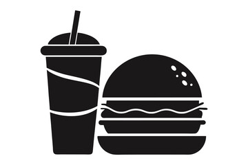 hamburger silhouette vector illustrations on a white background
