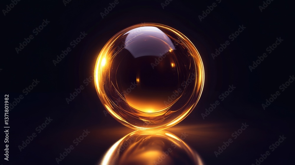 Canvas Prints abstract golden sphere on dark background