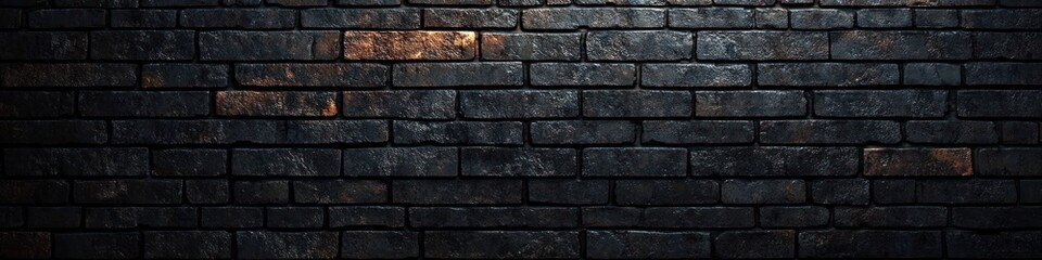 Obraz premium Black Brick Wall Texture in Industrial Design Background for Modern Aesthetics