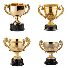 Golden Trophy Cup on White Background 