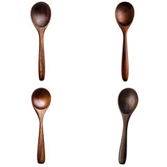 Rustic Wooden Spoon Isolated on White Background