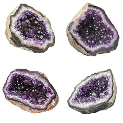 Raw Amethyst Geode with Sparkling Crystals - Side View 