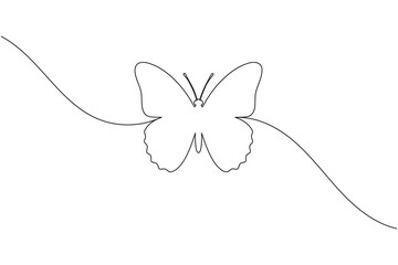 Butterfly one line drawing minimalist continuous outline vector icon