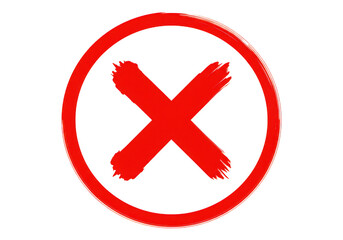 Obraz premium A red x mark inside a red circle on a black background