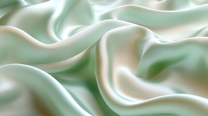 Obraz premium A silky, abstract background in shades of mint green and pearl white, with a soft, flowing effect,