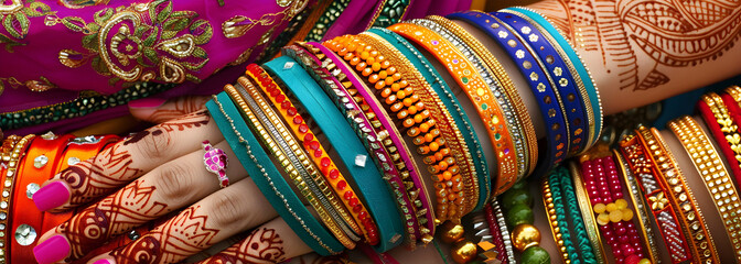Indian Wedding Bangles and Mehandi Henna Color

