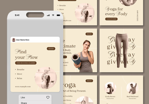 Minimal Yoga Social Media Post Template Design
