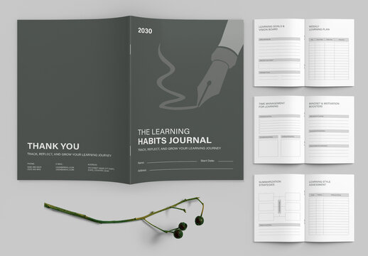 Minimalist Learning Habits Journal Planner Template