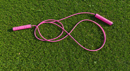 Jump rope on green grass