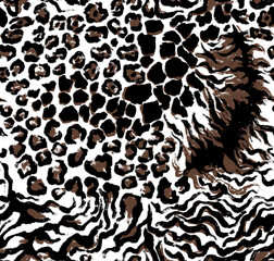 Seamless patchwork pattern. Hand draw animals pattern. Tribal animals collage pattern.