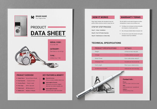 Product Data Sheet Template Layout