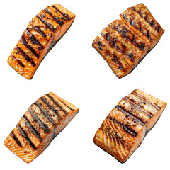 Grilled Salmon Fillet with Crispy Skin - Isolated 