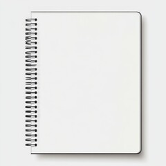 Blank spiral notebook, top view, studio shot, ready for design