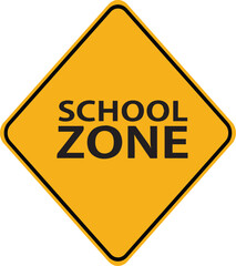 School Zone Icon with Text Safety Traffic Sign