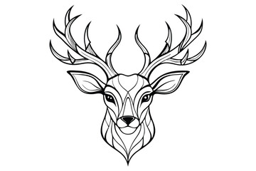 Simple vector illustration of a deer head silhouette with antlers