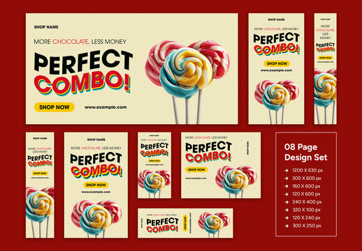 Sweet and Stylish Chocolate Shop Ad Banner Set Design Template