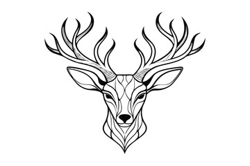 Simple vector illustration of a deer head silhouette with antlers