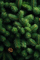 Lush Evergreen Fir Branches Closeup.