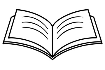 open book with floating pages line art vector