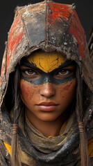 Close-up of a fierce female figure