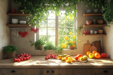 Portrait of happy elderly biracial couple in modern kitchen enjoying fresh fruit together