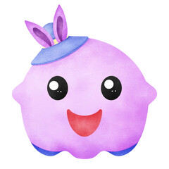 Jellyfish Purple with Hat cute drawing.