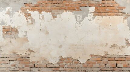 Obraz premium Weathered Brick Wall Texture Background with Peeling Plaster Perfect for Design Projects