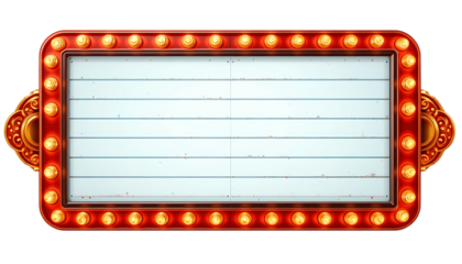Retro marquee sign with lights png