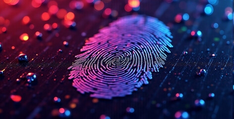 Abstract Artistic Representation of a Fingerprint in a Colorful Digital Environment