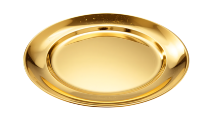 Round Golden Plate With Smooth Finish, designed with a sleek and reflective surface png