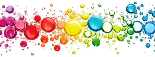 Colorful Bubbles in Different Colors on White Background - Rainbow-Colored Dots